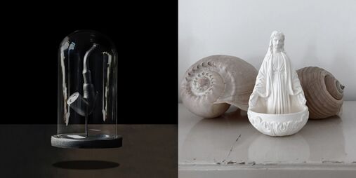 Pfeife Ursula unter der Haube und Maria in muschelweiß